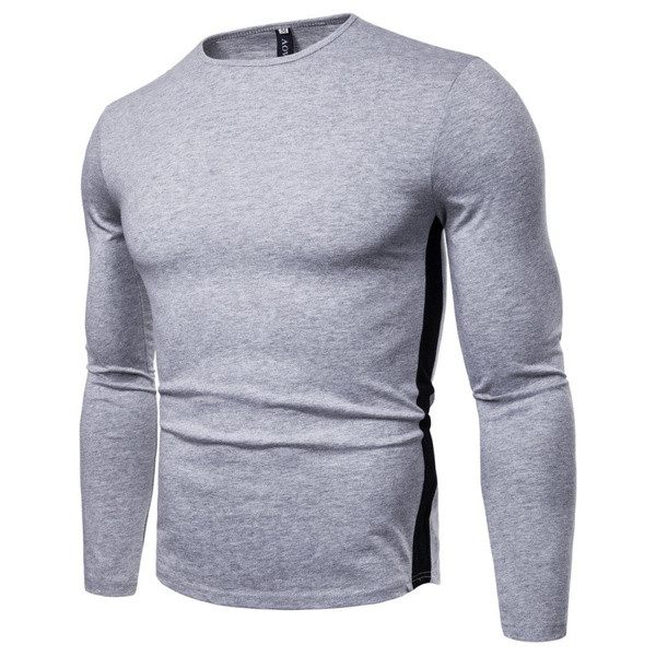 Meeste vabaaja pluus ovaalse kaelusega tavaline mudel