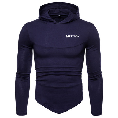 Ανδρική μπλούζα casual με κουκούλα ασύμμετρο μοτίβο