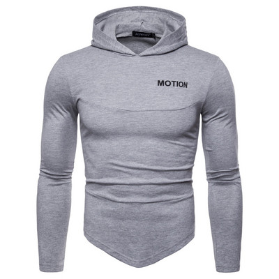 Ανδρική μπλούζα casual με κουκούλα ασύμμετρο μοτίβο