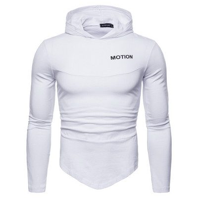 Ανδρική μπλούζα casual με κουκούλα ασύμμετρο μοτίβο