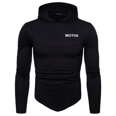 Ανδρική μπλούζα casual με κουκούλα ασύμμετρο μοτίβο