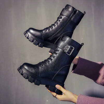 Naiste vabaaja saapad paksu talla ja paeltega