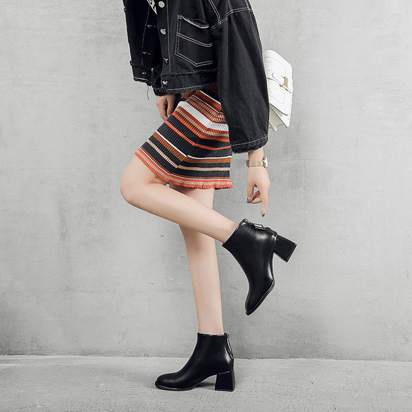 Kandilise paksu kontsaga vabaaja naiste saapad