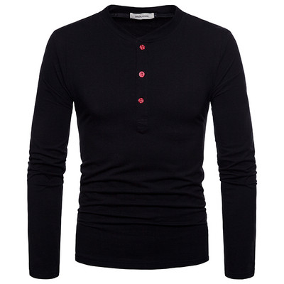 Ανδρική μπλούζα με κουμπιά και οβάλ ντεκολτέ