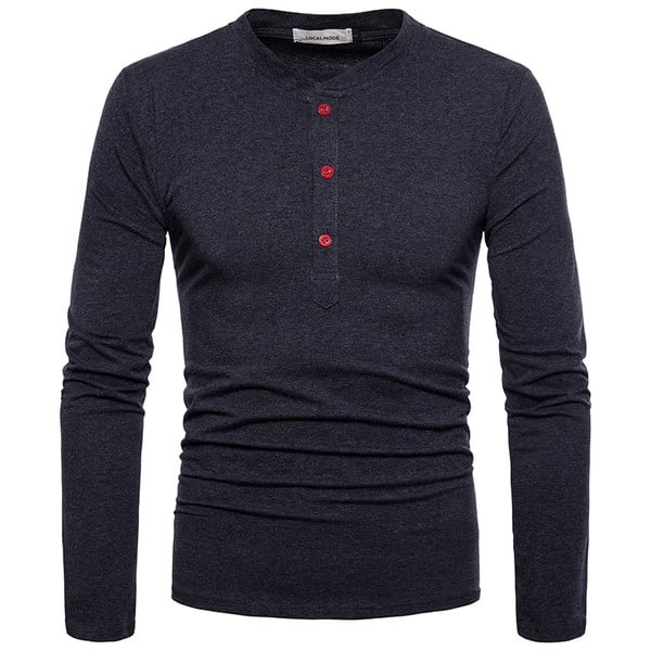 Ανδρική μπλούζα με κουμπιά και οβάλ ντεκολτέ