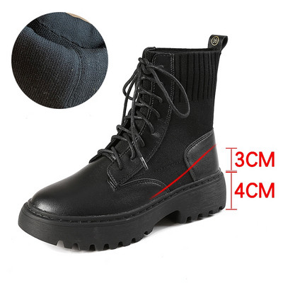 Ikdienas sieviešu zābaki ar šņorēm un raupju zoli