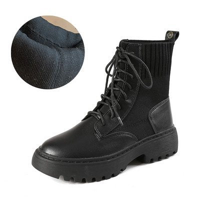 Ikdienas sieviešu zābaki ar šņorēm un raupju zoli