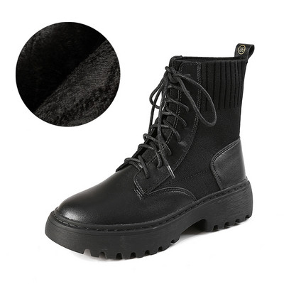 Ikdienas sieviešu zābaki ar šņorēm un raupju zoli