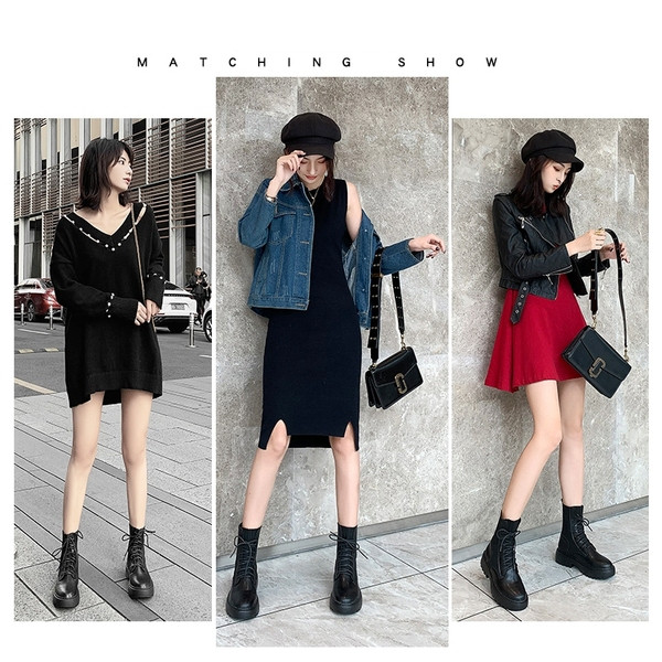 Ikdienas sieviešu zābaki ar šņorēm un raupju zoli