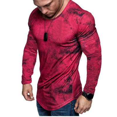 Ανδρική μοντέρνα μπλούζα με οβάλ λαιμόκοψη σλιμ μοντέλο