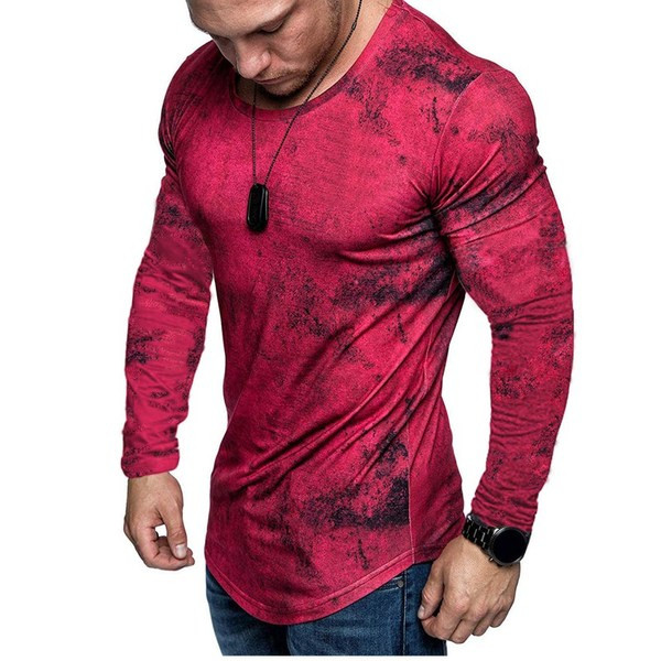 Ανδρική μοντέρνα μπλούζα με οβάλ λαιμόκοψη σλιμ μοντέλο