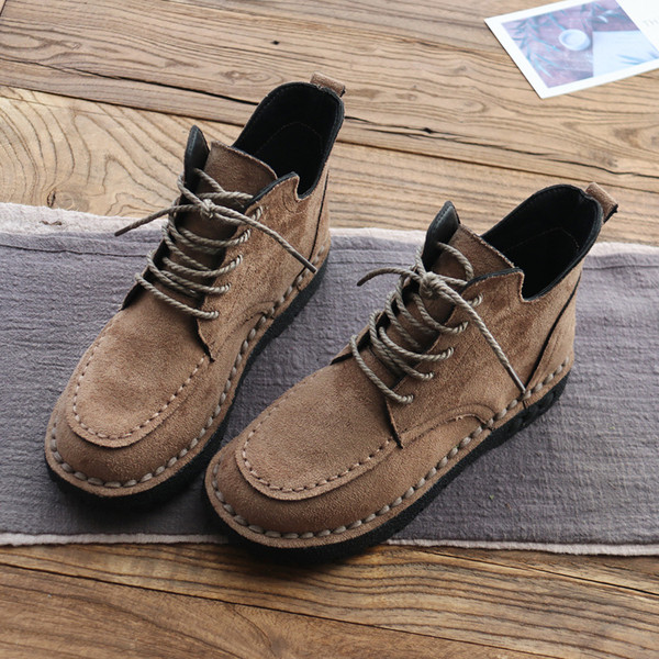 Öko-seemisnahast ja paeltest valmistatud vabaaja retro stiilis saapad