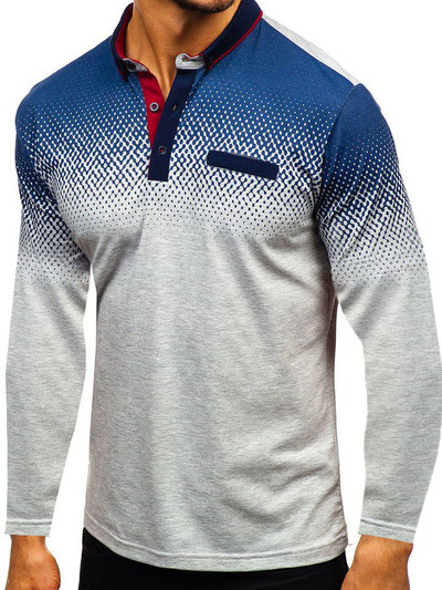 Meeste vabaaja nööpide ja pikkade varrukatega pluus