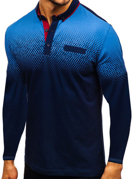 Meeste vabaaja nööpide ja pikkade varrukatega pluus