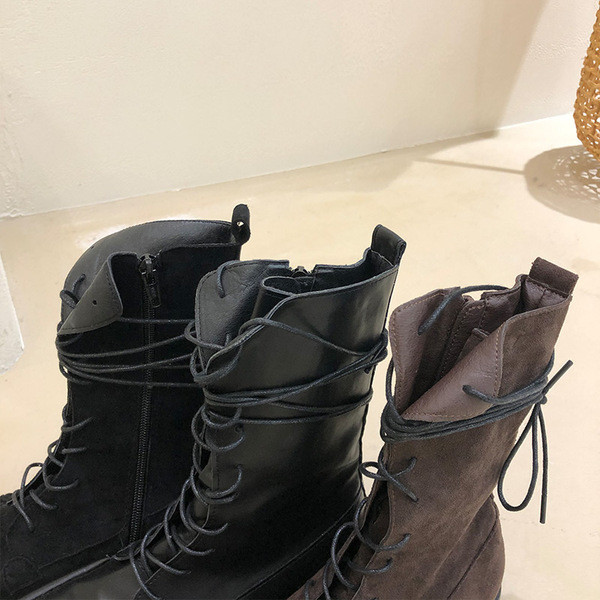 Női csizma eco bőrből vagy öko velúrból fűzős