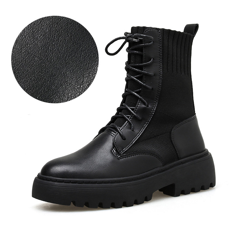 Naiste sokitüüpi krobelise tallaga saapad - musta värvi