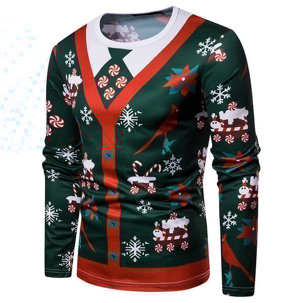 Aktuális férfi blúz, hosszú ujjal és mintával