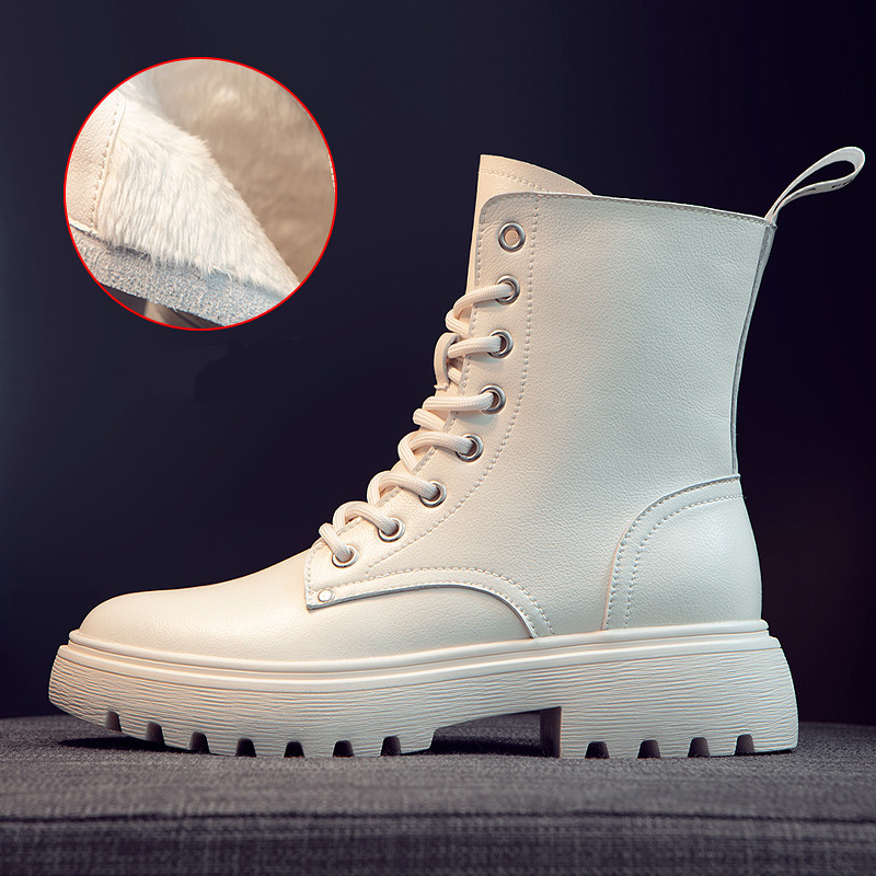 Női alkalmi csizma durva talppal - eko bőrből