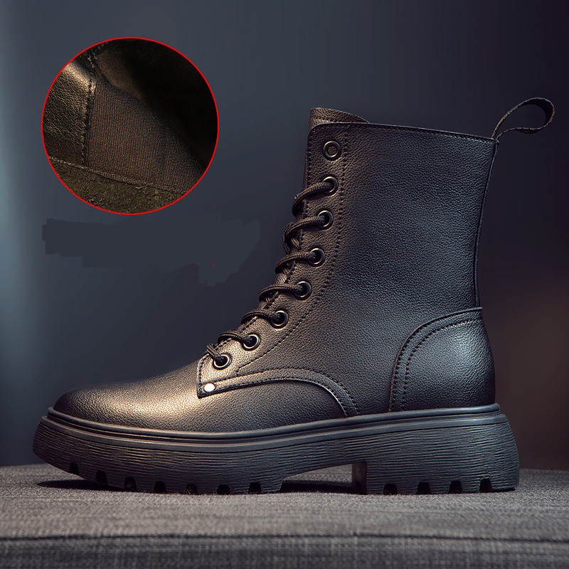 Női alkalmi csizma durva talppal - eko bőrből