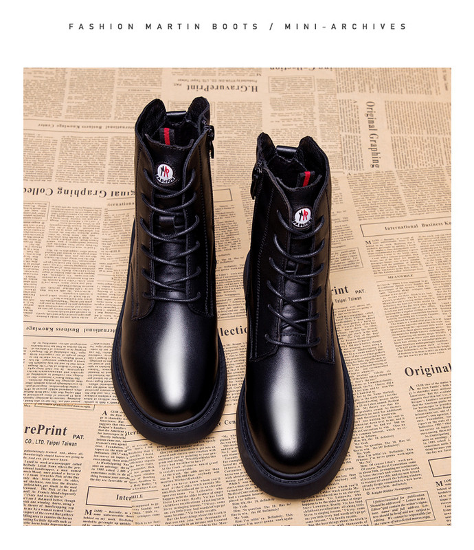 Női bőrcsizma durva talppal - lekerekített modell