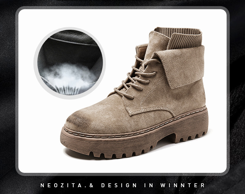 Öko-seemisnahast vabaaja saapad 4 cm tallaga