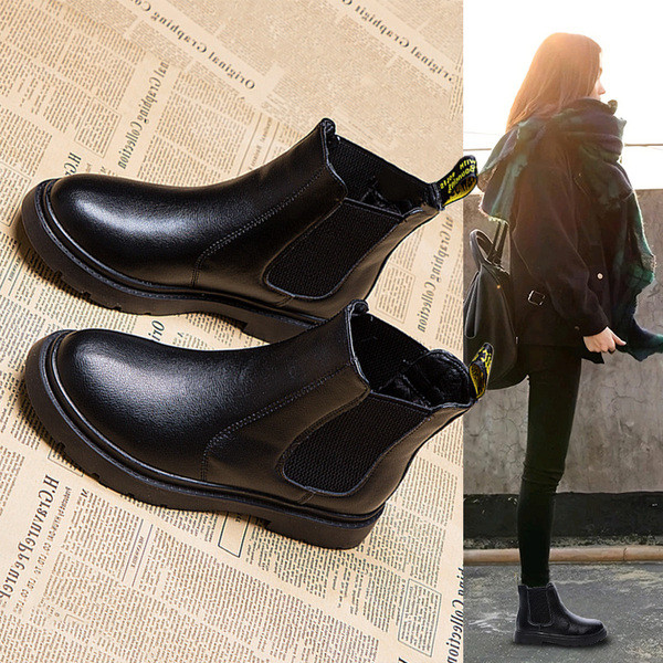 Öko-nahast musta värvi naiste saapad - ümar mudel