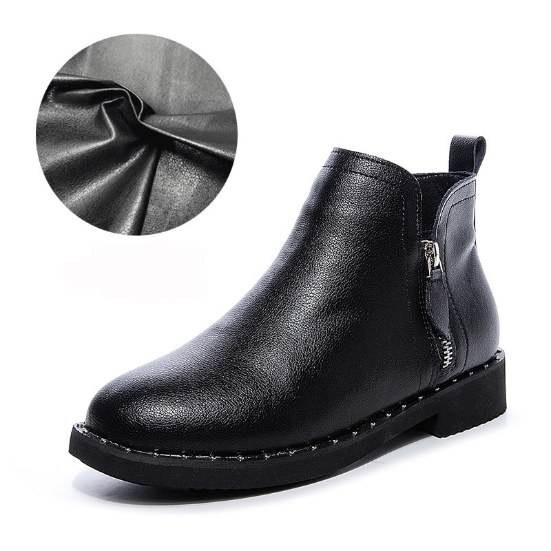 Öko-nahast musta värvi naiste saapad - ümar mudel