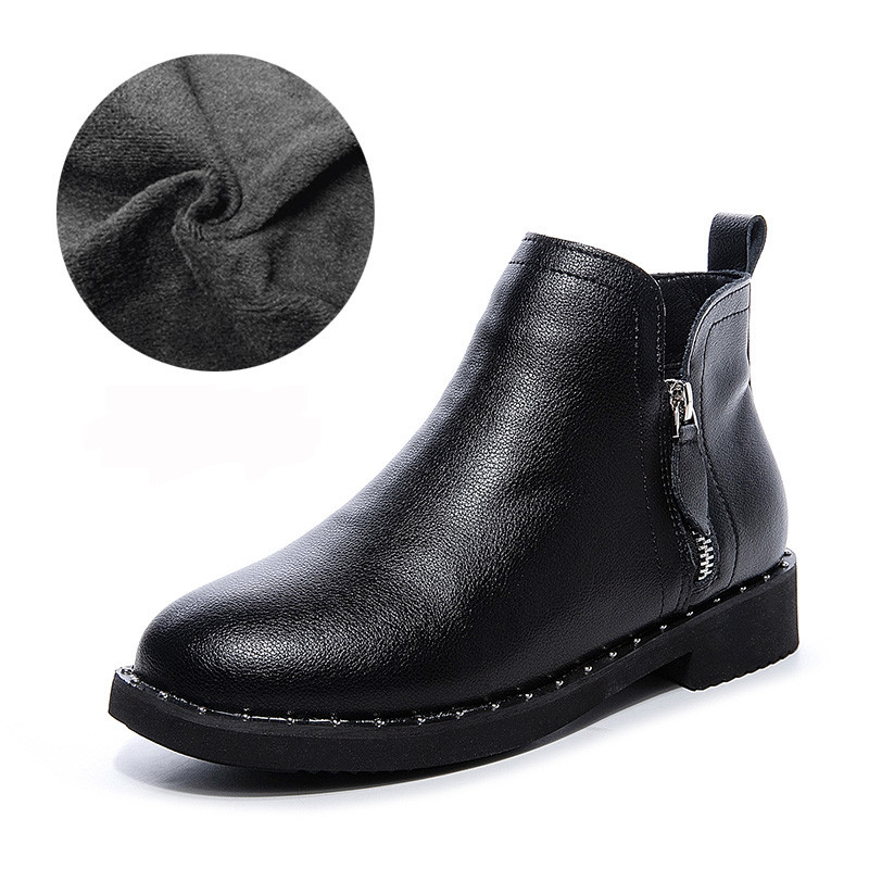 Öko-nahast musta värvi naiste saapad - ümar mudel