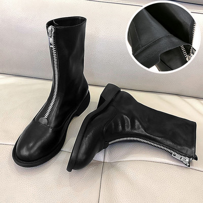 Modern női eko bőr csizma cipzárral