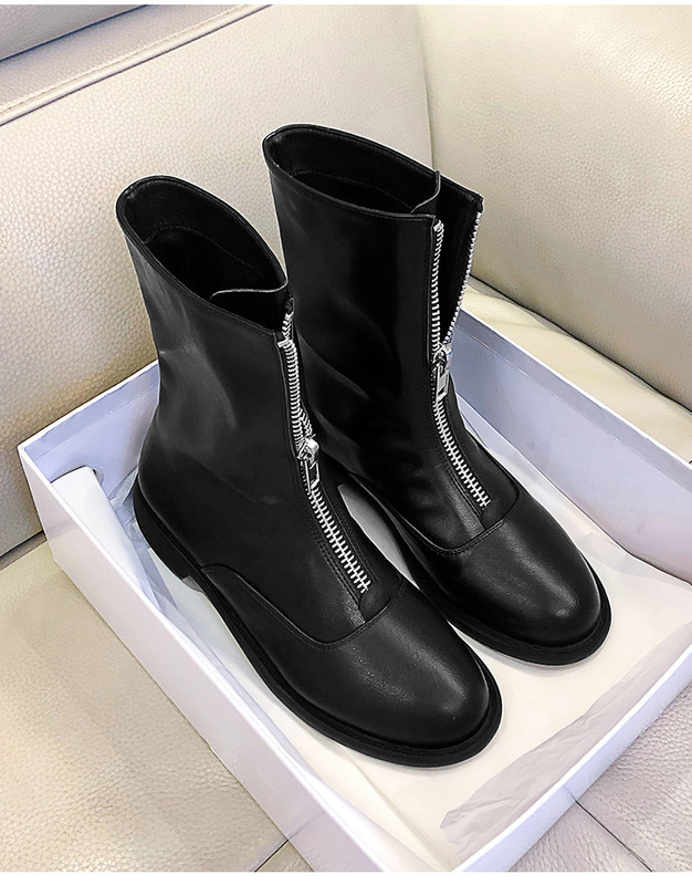 Modern női eko bőr csizma cipzárral