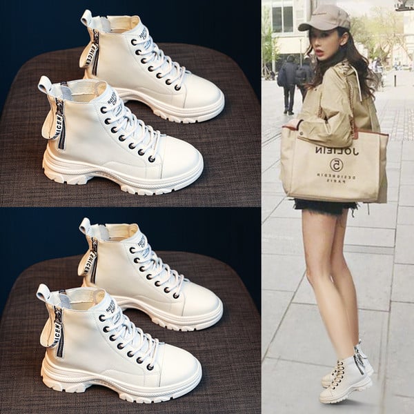 Női sportcipő durva talppal, fűzővel és cipzárral