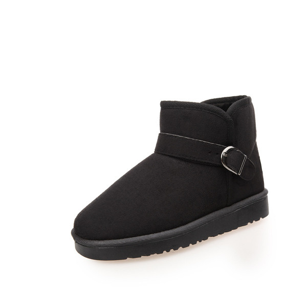 Sieviešu zābaki no eko zamšādas ar plakanu zoli un metāla sprādzi