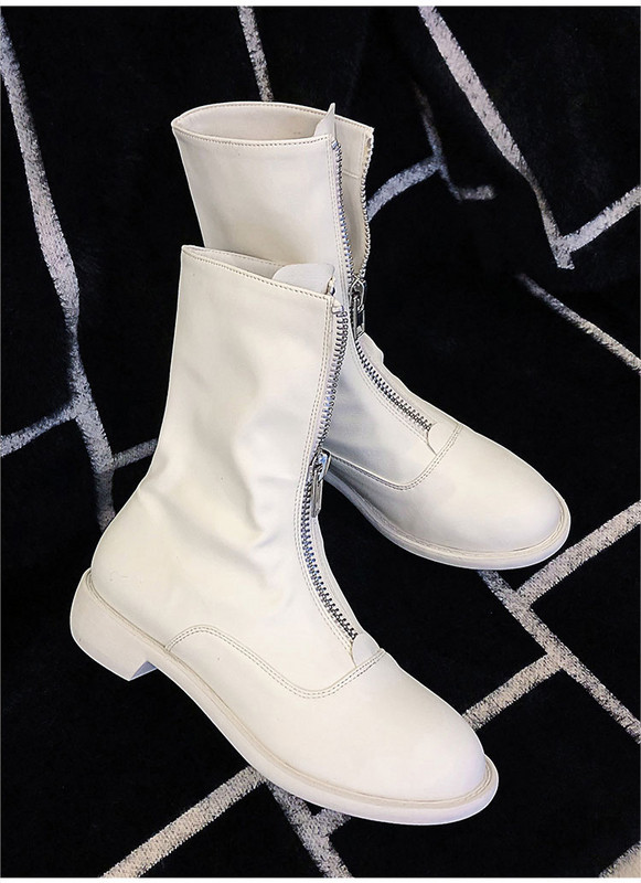 Moderne ženske čizme od eko kože sa ravnim đonom i patentnim zatvaračem