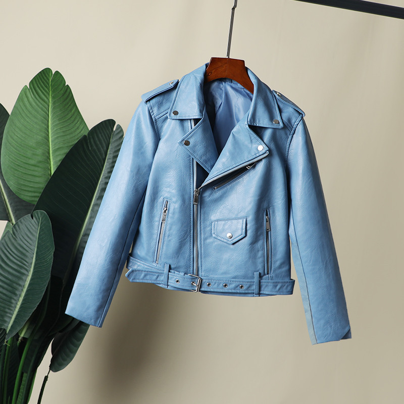 Женско кожено яке от изкуствена кожа в няколко цвята - червено, жълто и черно - Слим. 