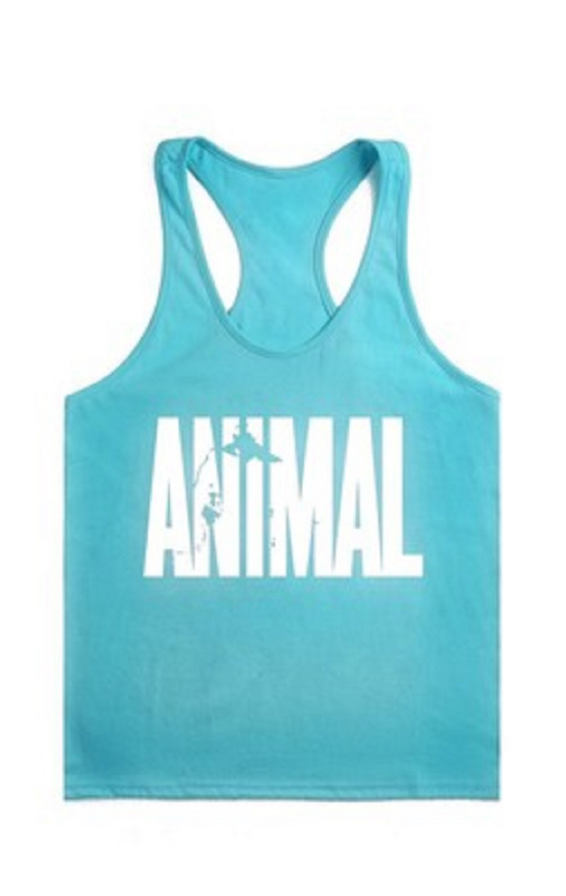 Мъжки небрежен потник с тънки презрамки в няколко цвята с надпис